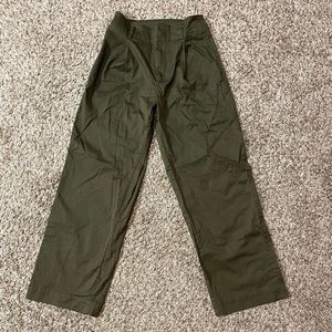 Uniqlo Green Khaki Wide Leg Work Pants